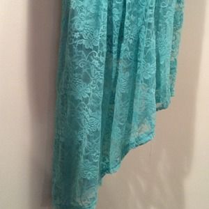 High Low teal lace skirt