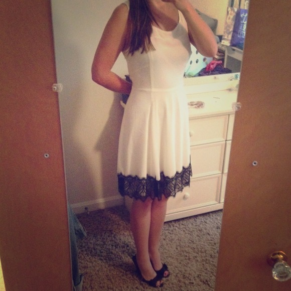 Express white dress with black lace