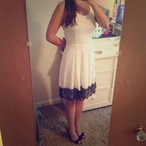 Express white dress with black lace