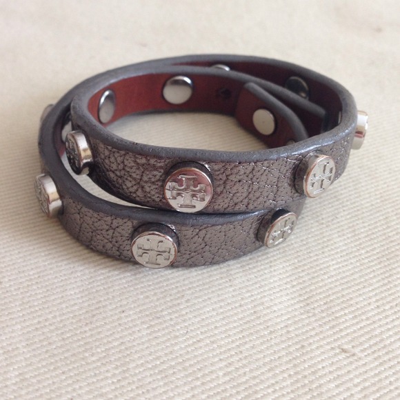 Tory Burch double-wrap logo stud bracelet