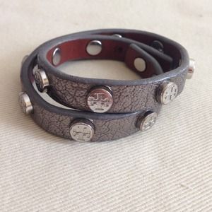 Tory Burch double-wrap logo stud bracelet