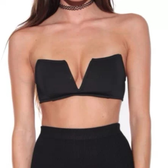 Rehab neoprene deep plunging bikini top nasty gal