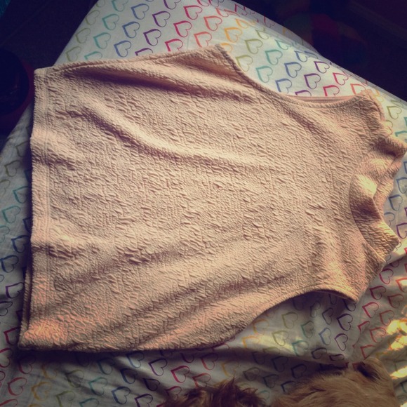 Tight, cropped, slight turtle neck top.