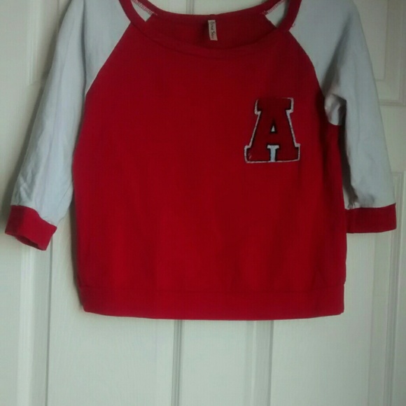 Red and white crew neck