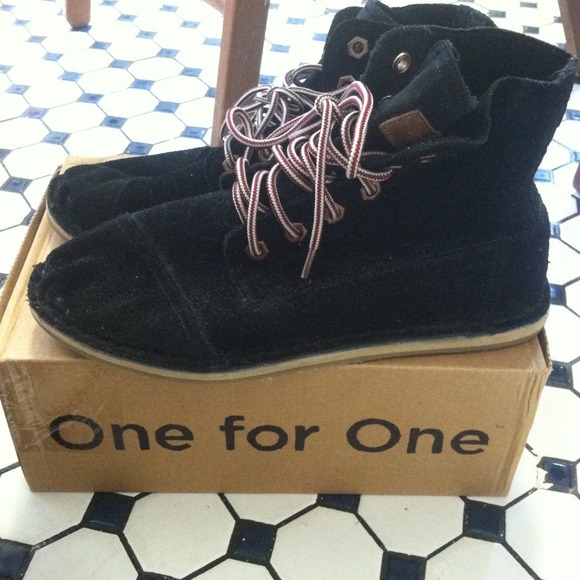 Black Suede Tomboy Boot TOMS