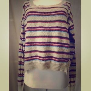 Beige/Oatmeal Striped Wool Blend Roadtrip Sweater