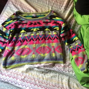 Neon tribal patterned sweater