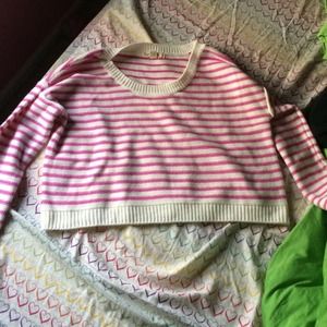 Pink striped knit sweater