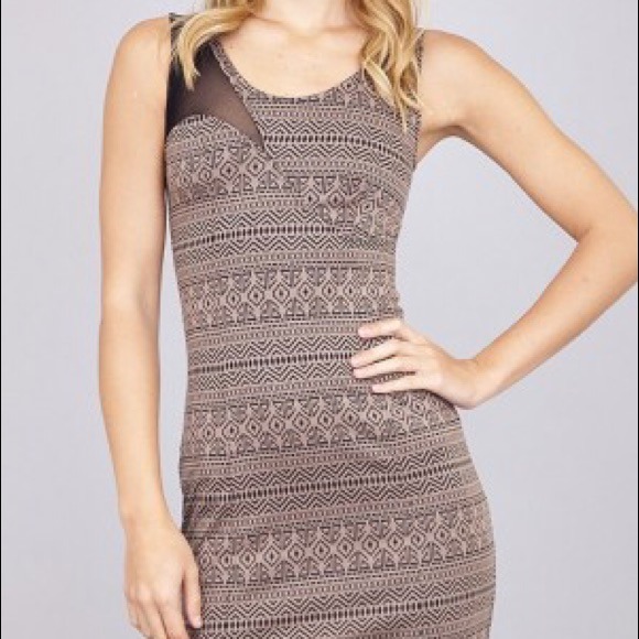 Alexia aztec dress is mocha or cherry red