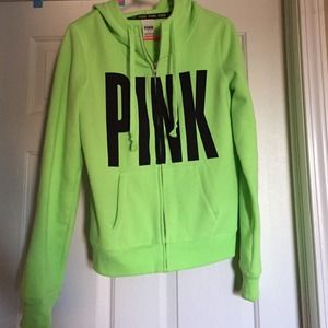 PINK Victoria Secret Neon Green Sweatshirt