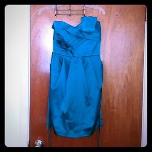 Strapless blue dress