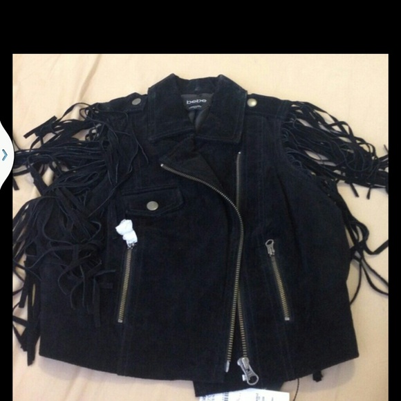 Bebe black  suede fringe vest
