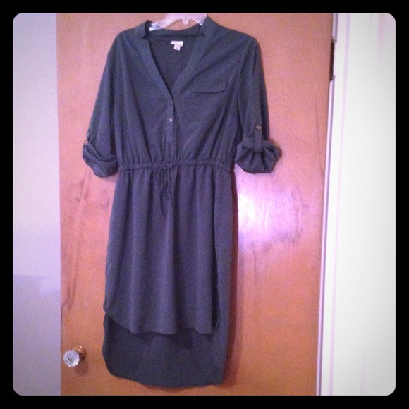 Military green shirt dress