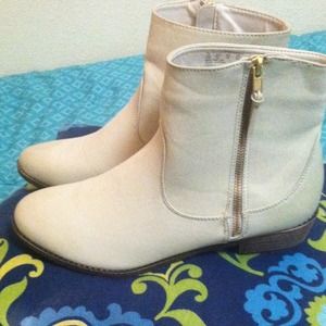 White Leather Booties