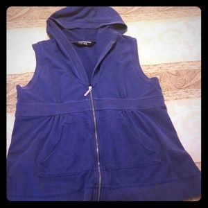 Norma Kamali blue hooded vest