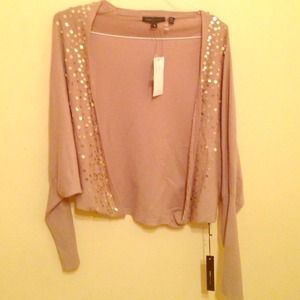 BCBG taupe open cardigan