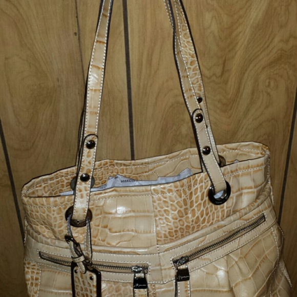 REDUCED!!B. MAKOWSKY  CROCO EMBOSSED LEATHER TOTE