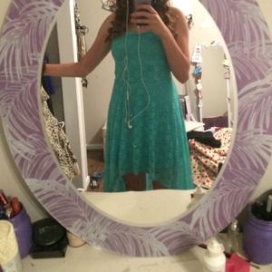 Lace turquoise high low dress, never worn