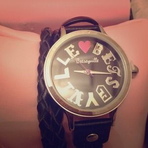 CCO🎉 Betsey Johnson Betseyville  Black Wrap Watch