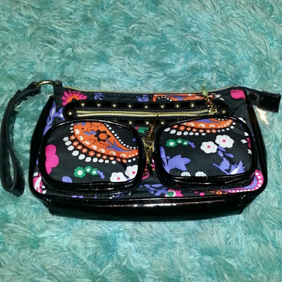 Black floral wristlet/purse