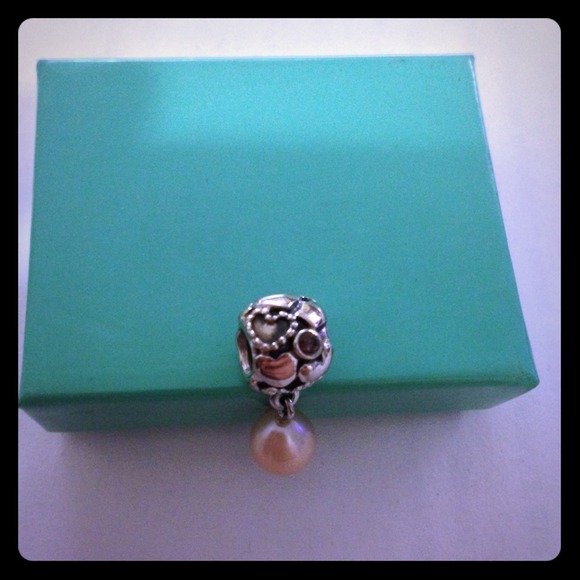 Authentic Pandora Heart Pearl Charm