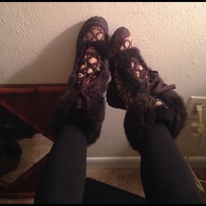 Coach lace fur boots