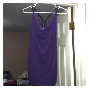 Purple zipper-back dress shirt