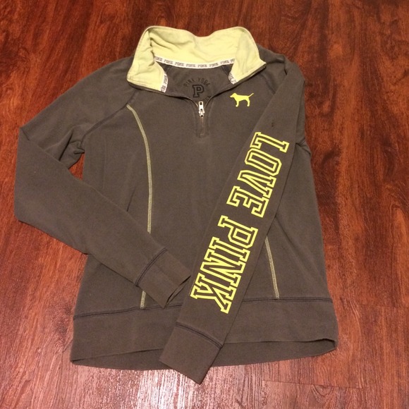 Grey and lime green 1/4 zip VS sweatshirt