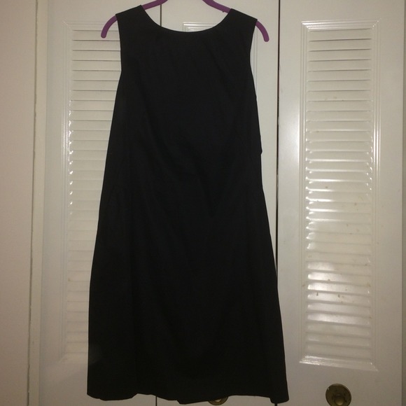 SOLD! Black shift dress with gold zipper