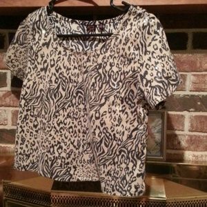 Animal print sequined front top