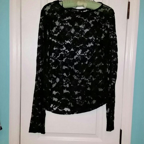Long sleeve black lace top