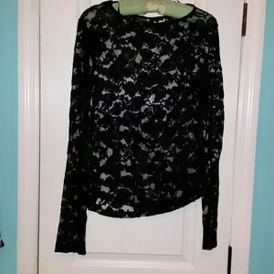 Long sleeve black lace top