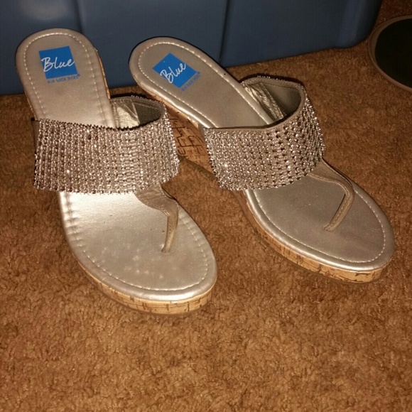 Silver wedge sandles