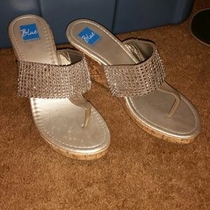 Silver wedge sandles
