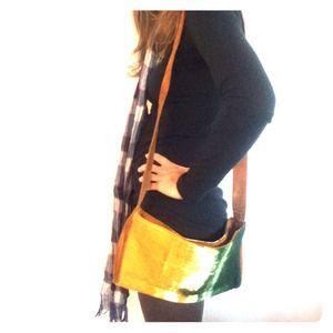 Hand Dyed Fabric and Leather Purse