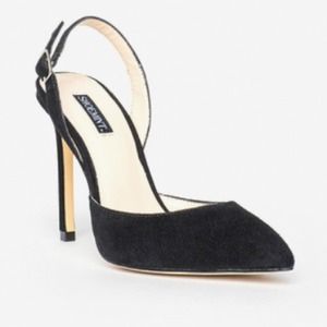 Suede strap back heels - brand new in box!