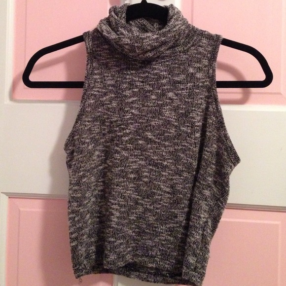 Grey Sleeveless Sweater Crop Top - Rydel Exact