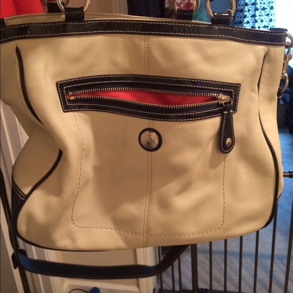 Coach navy and cream tote