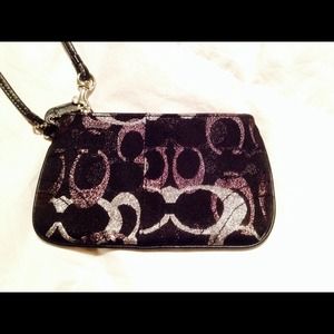 COACH Wristlet Black and Silver