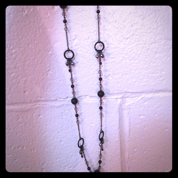 Body central long sexy black necklace