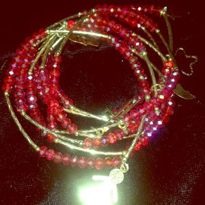 10K plated and red crystal bracelet set
