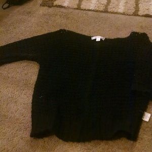 Black see threw knit top