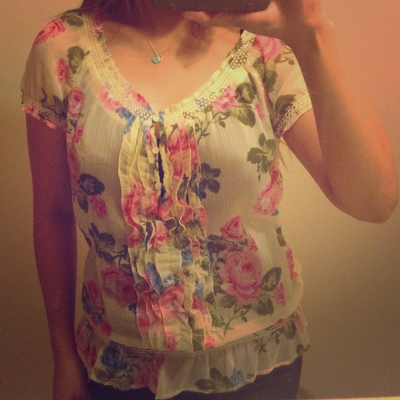Abercrombie & Fitch sheer floral top
