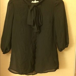 Forever 21 black tie bow blouse