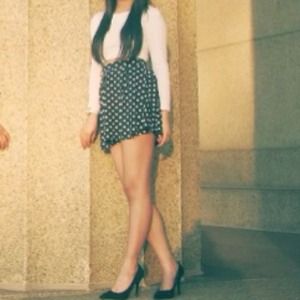 Polka dotted black & white skirt
