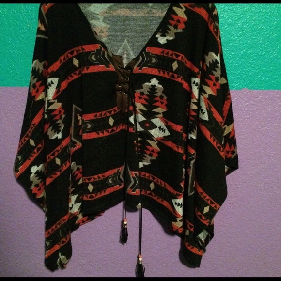 Aztec print poncho