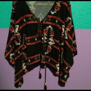 Aztec print poncho
