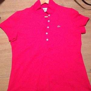 Lacoste pink polo! Fitted and great color