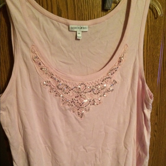 3x sequined pink top