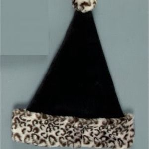 Leopard & Black Santa Christmas Hat